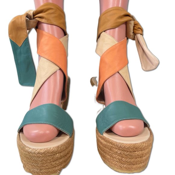 Chloe Shoes - Chloe Ankle Tie Wedge Espadrille Sandal